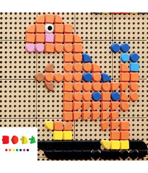 MASTERKIDZ geometriniai elementai, 8 spalvos, 256 vnt. STEM lentos priedų