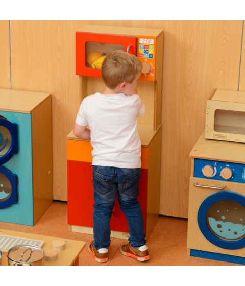 MASTERKIDZ medinė virtuvės lentyna, virtuvės spintelė + mikrobangų krosnelė