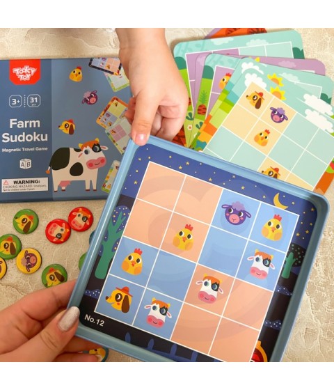 TOOKY TOY Sudoku žaidimas vaikams, skirtas ūkio versijai