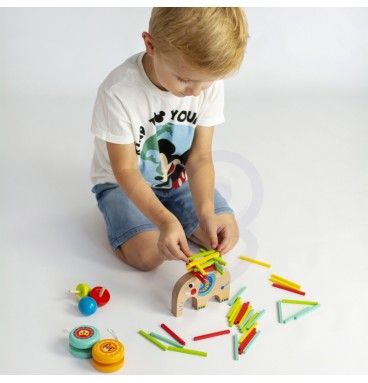 TOOKY TOY įgūdžių žaidimų rinkinys „Paėmimo lazdelės“ JoJo vilkelis „Elephant“ 46 vnt.