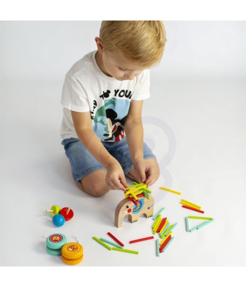 TOOKY TOY įgūdžių žaidimų rinkinys „Paėmimo lazdelės“ JoJo vilkelis „Elephant“ 46 vnt.