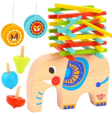 TOOKY TOY įgūdžių žaidimų rinkinys „Paėmimo lazdelės“ JoJo vilkelis „Elephant“ 46 vnt.