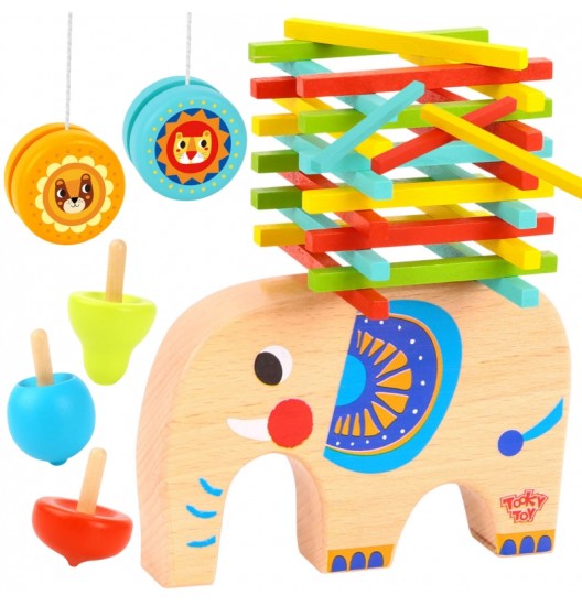 TOOKY TOY įgūdžių žaidimų rinkinys „Paėmimo lazdelės“ JoJo vilkelis „Elephant“ 46 vnt.