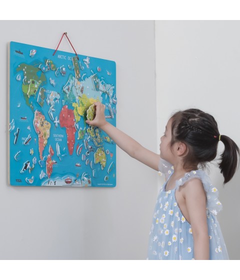Viga 2in1 edukacinė lenta su magnetiniu Montessori pasaulio žemėlapiu