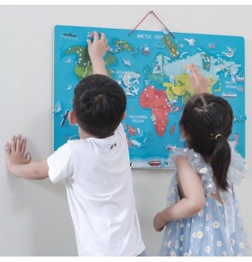 Viga 2in1 edukacinė lenta su magnetiniu Montessori pasaulio žemėlapiu