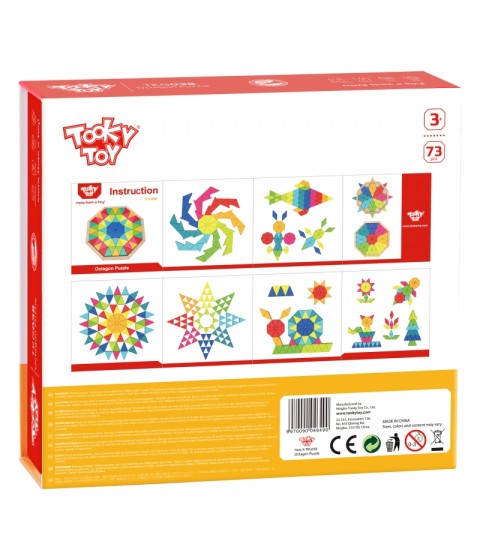 TOOKY TOY Aštuonkampė dėlionė medinė mozaika Edukacinė (73 vnt.)