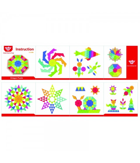 TOOKY TOY Aštuonkampė dėlionė medinė mozaika Edukacinė (73 vnt.)