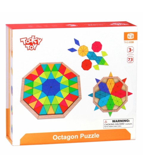 TOOKY TOY Aštuonkampė dėlionė medinė mozaika Edukacinė (73 vnt.)