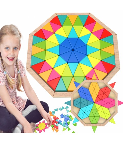 TOOKY TOY Aštuonkampė dėlionė medinė mozaika Edukacinė (73 vnt.)