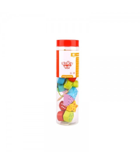 TOOKY TOY mediniai siūlo vėrimo kaladėlės vikšrui, mokantis skaičiuoti, 20 vnt.