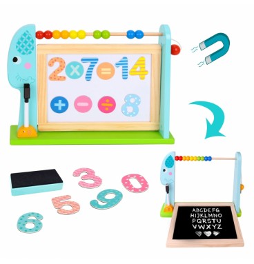 TOOKY TOY didelė medinė dvipusė magnetinė + kreidinė lenta