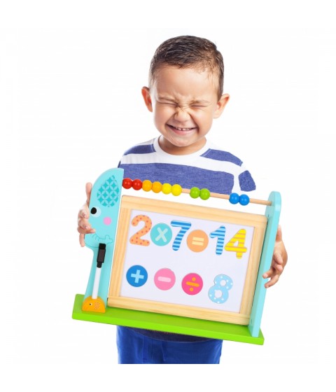 TOOKY TOY didelė medinė dvipusė magnetinė + kreidinė lenta