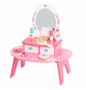 TOOKY TOY rožinis medinis kosmetinis staliukas su veidrodžiu