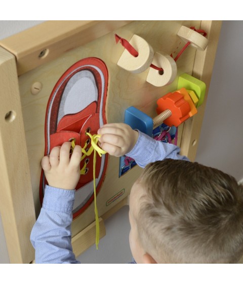 MASTERKIDZ lavinamoji lenta – rankų miklumo lavinimas Montessori raišteliais