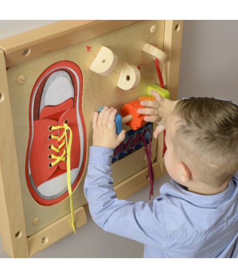 MASTERKIDZ lavinamoji lenta – rankų miklumo lavinimas Montessori raišteliais
