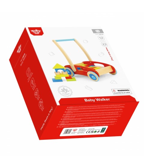 TOOKY TOY medinis vaikštynė-stūmiklis vaikams + kaladėlės, 23 vnt.