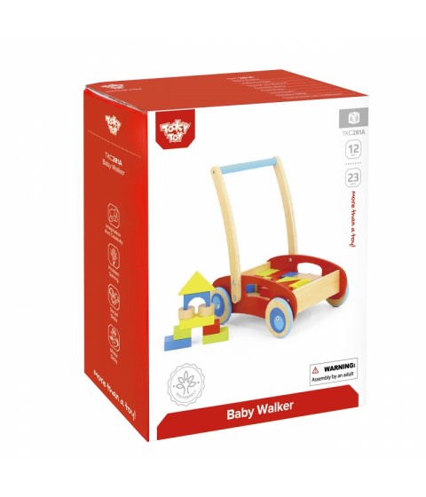 TOOKY TOY medinis vaikštynė-stūmiklis vaikams + kaladėlės, 23 vnt.